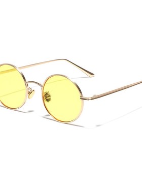 痞帅墨镜太阳眼镜圆形p复古男士偏光镜小圆太子镜男款阿炳地主男