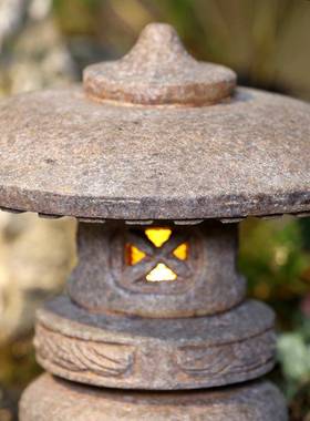 石灯笼仿古中式太阳能户外灯日式庭院灯别墅花园景观灯装饰品摆件