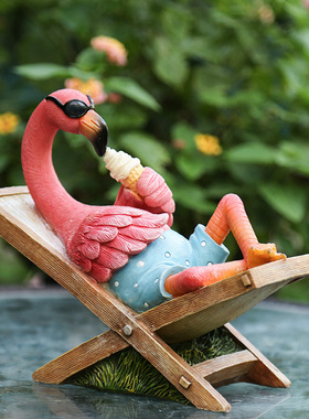 创意卡通火烈鸟摆件装饰品花园杂货 庭院布置桌面园艺装饰摆件