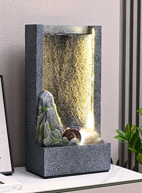 简约现代假山水幕墙流水生财摆件循环水景客厅玄关风水轮开业乔迁