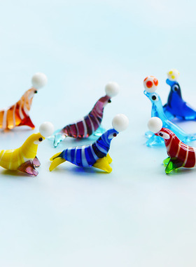 手作工艺品手工玻璃动物摆件家居装饰品螃蟹乌龟章鱼鲸鱼装饰造景