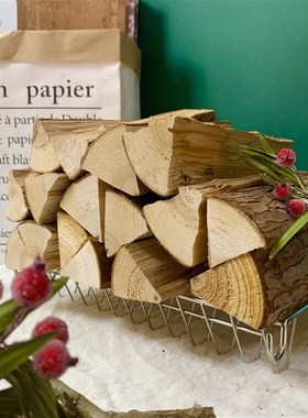 香杉木柴装饰原木壁炉取暖木头背景墙客厅装饰民宿木材摆件道具木