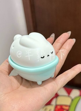 半熟月下小浴兔可爱摆件洗澡小兔