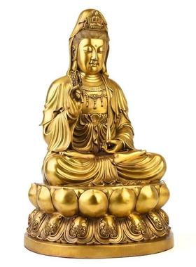纯铜观音菩萨佛像摆件南海观音家用居家观世音娘娘送子