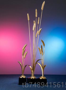 正品箐平铜记《岁岁安》麦穗铜摆件家居饰客厅玄关办公装室乔品迁