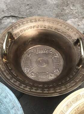 青铜器仿古龙洗盆鱼洗盆 婚庆铜盆聚宝盆家居招财风水摆件礼品