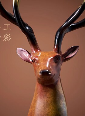 精选一鹿高升纯铜鹿摆件 客厅工艺品高升发财办公室装饰摆设送礼