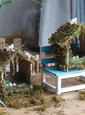 森系鸟屋鸟房鸟巢鸟蛋装饰摆件幼儿园庭院花园微景观造景橱窗挂饰