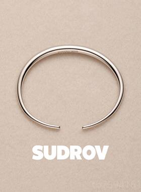 高档SUDRO觉足镯银V手镯女潮时尚冷淡风银子个性年轻款素纯银腕饰