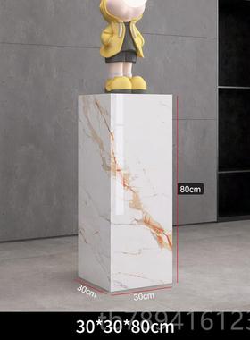 高档客厅玄关竖高岩板立电柱展示台视件柜座落地装饰品大理石摆底