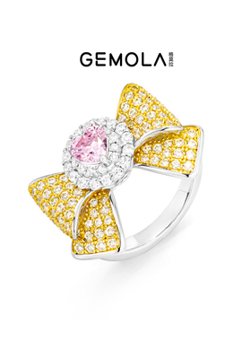 GEMOLA/格莫拉叛逆千金风少女心事魔法蝴蝶结戒指可调节