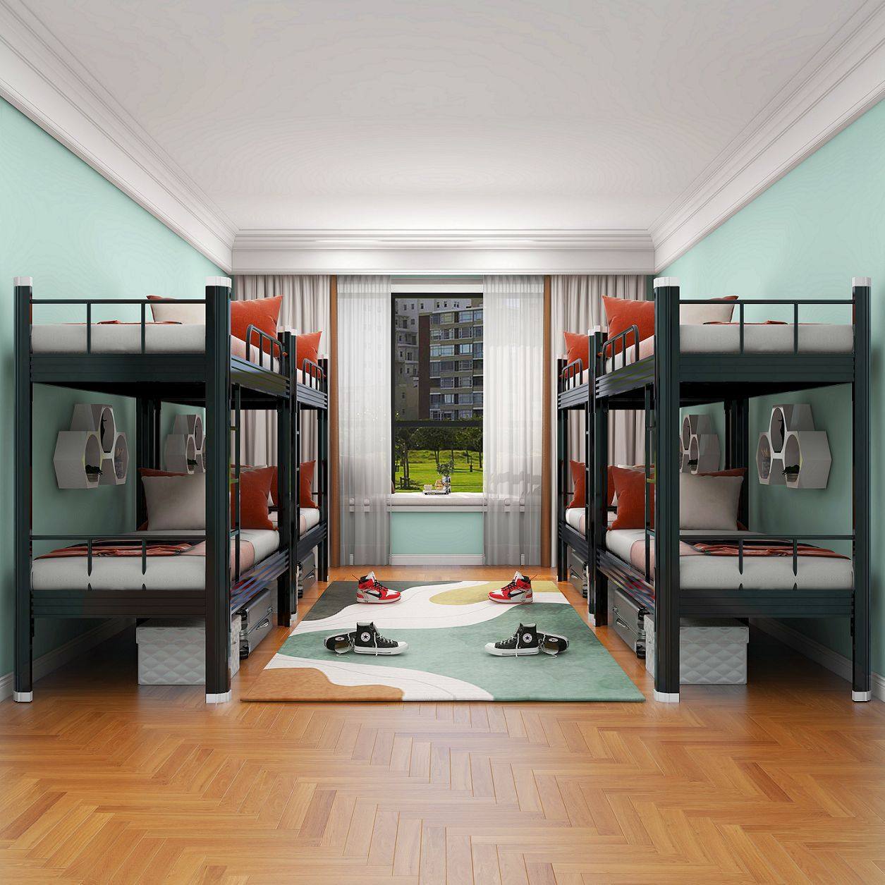 上下铺双层床公寓铁艺员工宿舍钢架铁架床工地高低床寝室铁床双人,淘宝优惠券,粉丝福利购,淘宝优惠卷