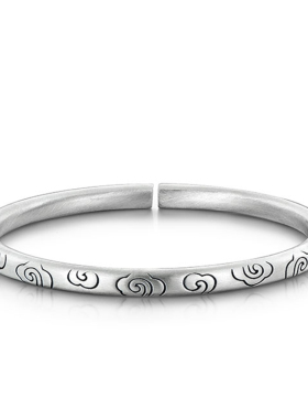 壹遇复古祥云素圈开口实心手镯