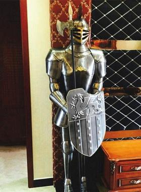 大型欧式复古中世纪守门骑士盔甲武士样板间室内落地客厅装饰摆件