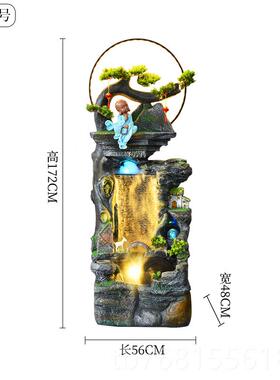 正品中式假山循环流水喷鱼缸客厅风礼落地招财水轮摆件公泉司开业