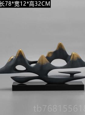 正品新中式创意假山造摆件家居装禅意客厅电型柜玄关招财办公视室