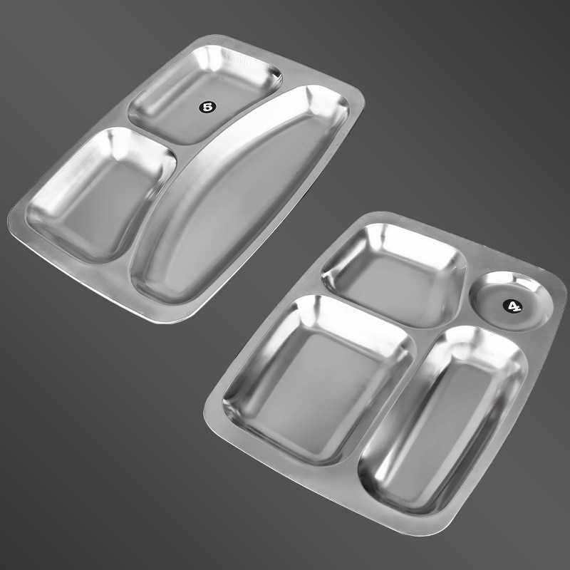 三格四格不锈钢餐盒食堂分格饭盒保鲜盒加深加厚带盖不锈钢快餐盘,淘宝优惠券,粉丝福利购,淘宝优惠卷