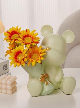 创意捧花暴力熊客厅玄关摆件家居电视柜桌面装饰品乔迁新居小礼品