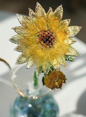 釉手制模拟向日葵神仙插花摆件治疗家入口桌装饰礼品