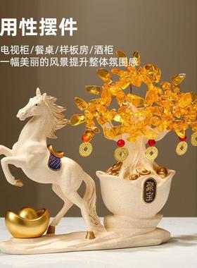 马上有钱招财摆件轻奢高级家居客厅酒柜办公室装饰品乔迁开 业礼