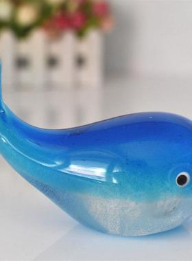 琉璃玻璃鲸鱼艺术品动物摆件北欧家居装饰电视柜创意生日情侣礼物