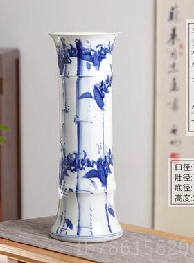 高档景富德插镇青花瓷贵竹花瓶中式古典复古风号大花瓶客厅陶瓷摆