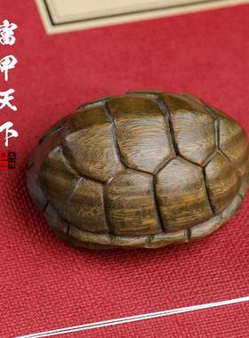天然绿檀木雕刻富甲天下文玩手把件乌龟随身转运檀木饰送礼工艺品