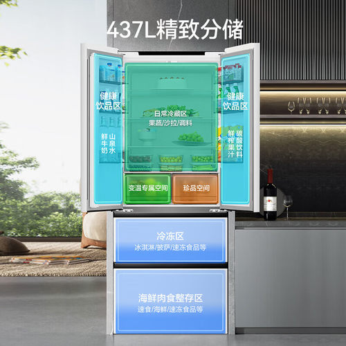 容声437白色法式多门超薄零嵌入一级能效风冷无霜冰箱 - 图2