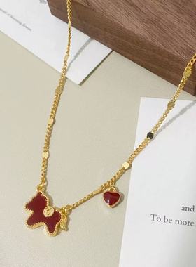 合金 【Valkyvia/悠悠奢品】 红色小马吊坠爱心项链