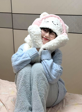 可爱耳机猫咪帽子2026新款冬季