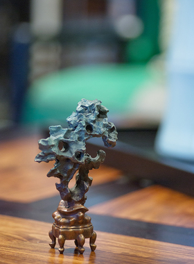 创意彩铜太湖石摆件客厅办公室老板桌装饰书房文玩清供赏石新中式