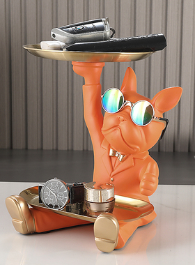 狗狗轻奢摆件智能电子时钟客厅桌面卧室床头柜装饰品台式钥匙收纳