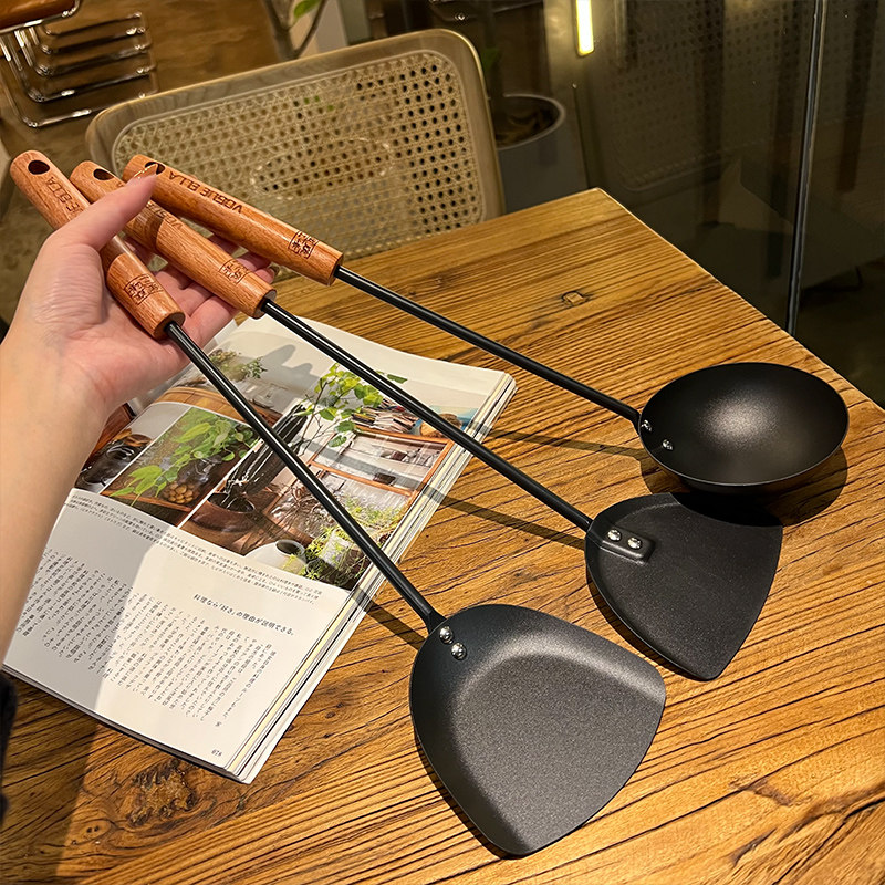 【老板娘家里自用款】极铁锅铲炒菜铲子铁铲子实木防烫手柄盛汤,淘宝优惠券,粉丝福利购,淘宝优惠卷