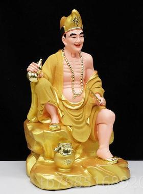 高档沙金6济公佛像 活佛济汉公金色 树脂佛萨像1寸菩降龙罗李修元
