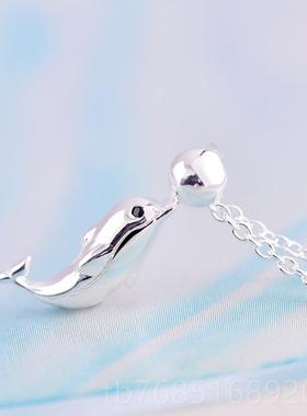 高档金海美气质网红小清新S9澳吊25纯银项链简约女豚坠情侣款刻字