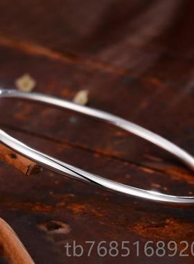 高档手镯女实心手镯999纯银细圈简约送女朋友情人节礼物银素光9面