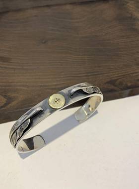 高档不同银匠2 95纯羽银双毛鹰台开口镯泰银手抖音阿nic潮男同款