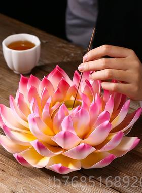 高档禅意大号陶瓷手客工莲花帝王佛莲线香插家摆件居厅茶室堂创意