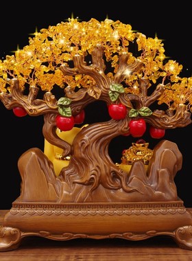 招财进宝发财树招财猫摆件家居客厅酒柜收银台装饰品乔迁开业礼品