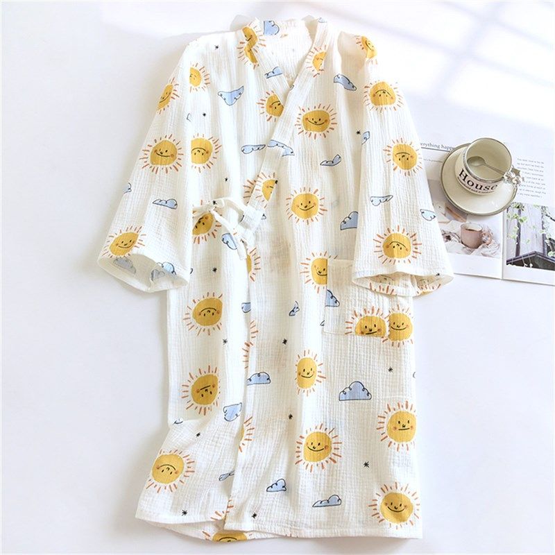 新款和服睡袍女春秋夏季纯棉纱布薄款宽松汗蒸浴袍家居服睡衣睡裙,淘宝优惠券,粉丝福利购,淘宝优惠卷