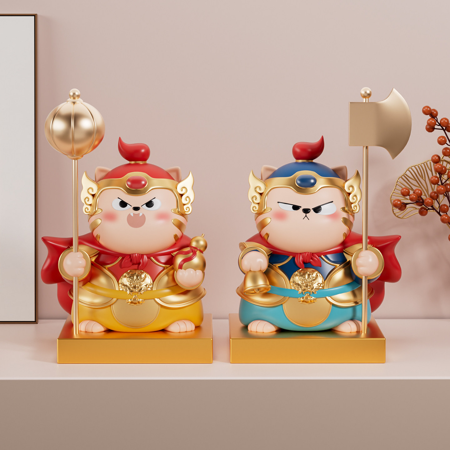 新年门神摆件招财猫入户玄关鞋柜酒柜装饰品招财乔迁新居搬家礼物,淘宝优惠券,粉丝福利购,淘宝优惠卷