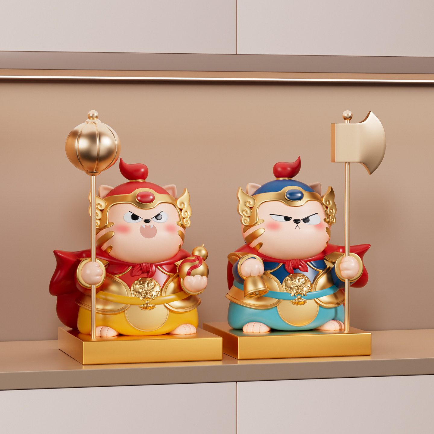 新年门神摆件招财猫入户玄关鞋柜酒柜装饰品招财乔迁新居搬家礼物,淘宝优惠券,粉丝福利购,淘宝优惠卷