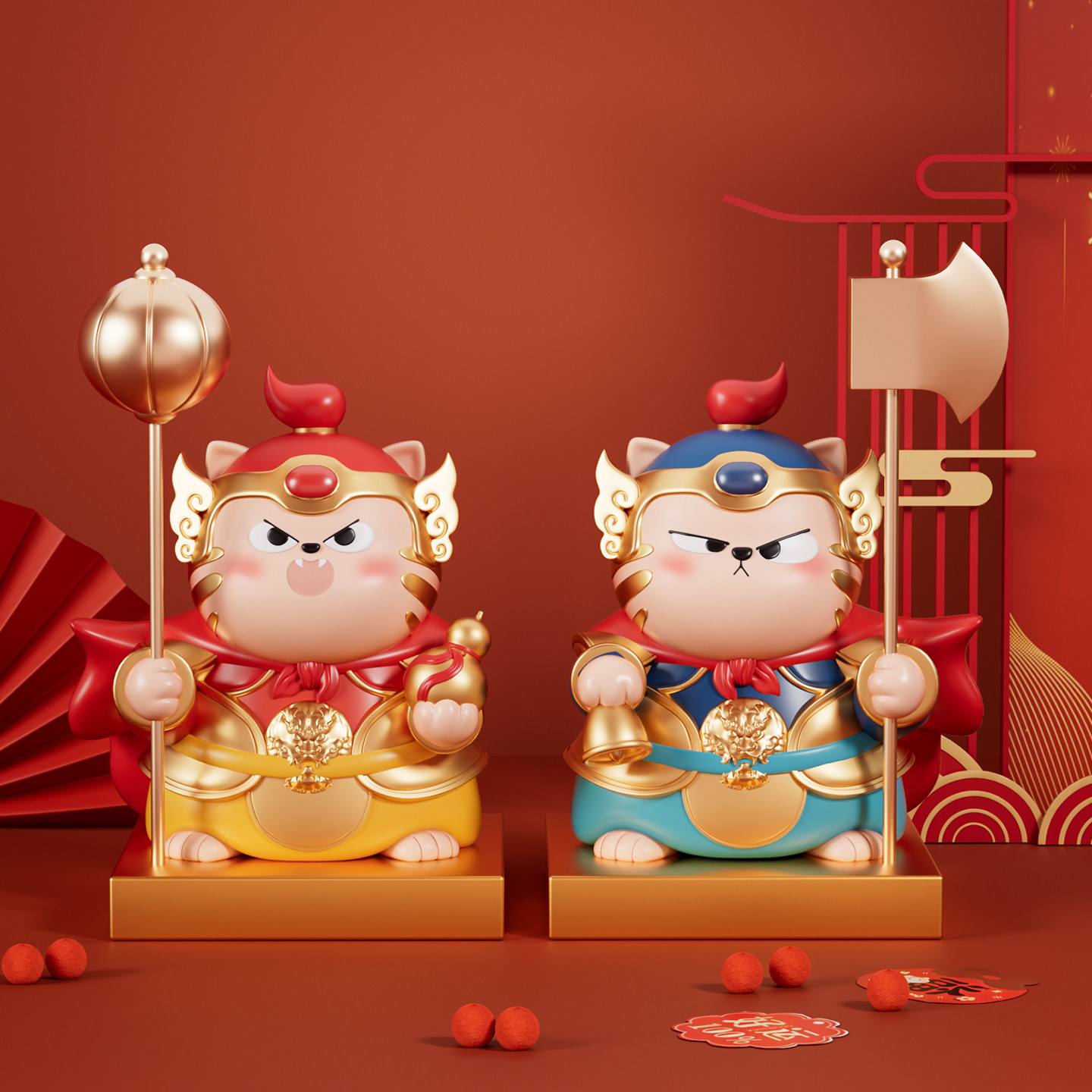 新年门神摆件招财猫入户玄关鞋柜酒柜装饰品招财乔迁新居搬家礼物,淘宝优惠券,粉丝福利购,淘宝优惠卷