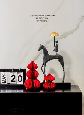 迷屿家居轻奢高档雕塑马玄关酒柜装饰客厅电视柜办公室高级感摆件