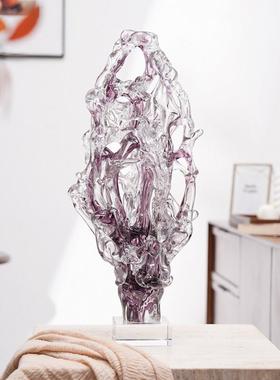 紫琉璃太湖石摆件发财树装饰品现代简约电视柜摆设酒柜玄关工艺礼