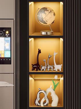 一家四口小鹿小众轻奢现代高档客厅玄关电视柜酒柜软装装饰品摆件