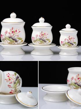 陶瓷彩绘莲花供具套装家用佛堂供奉香炉果盘供水杯插花瓶贡具摆件