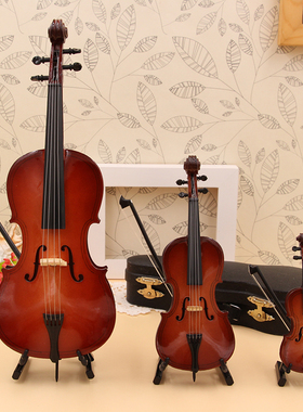 大提琴模型摆件提琴礼品模型迷你大提琴生日礼物娃娃乐器琴房摆件