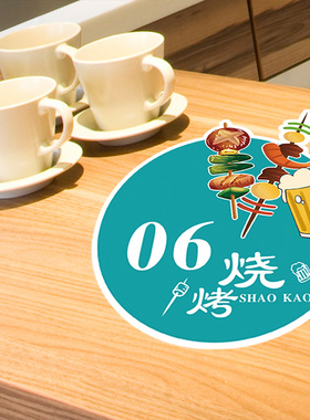创意餐厅饭店餐桌号码贴烧烤串火锅店桌子编号数字贴纸防水桌号贴