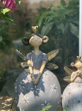 户外花园大号天使装饰摆件美式乡村做旧复古落地庭院园艺景观摆件